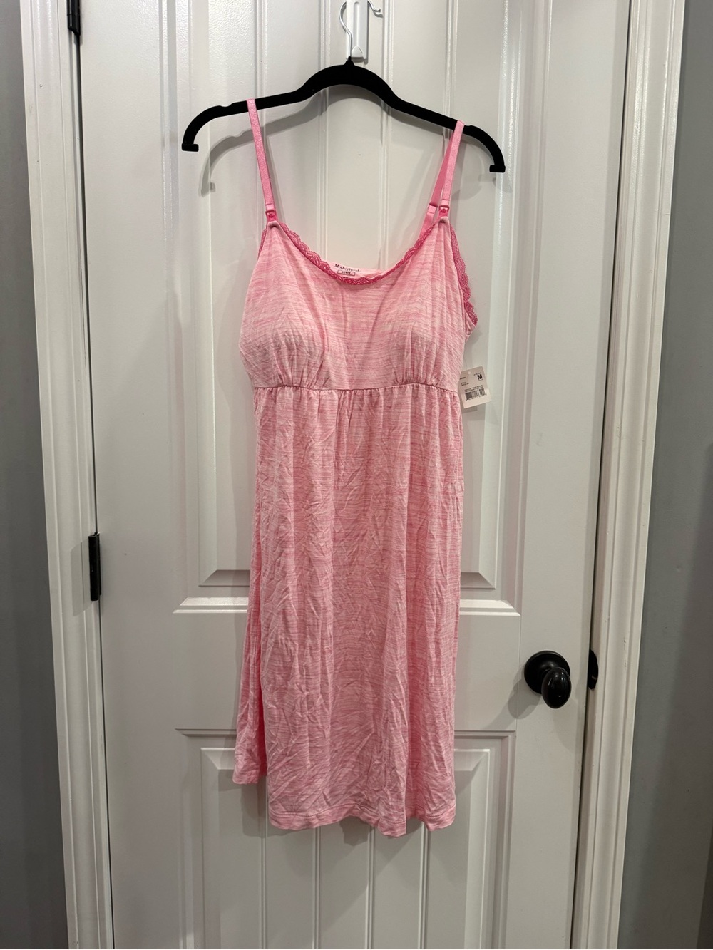 Motherhood Pink Maternity Chemise with Lace Trim
